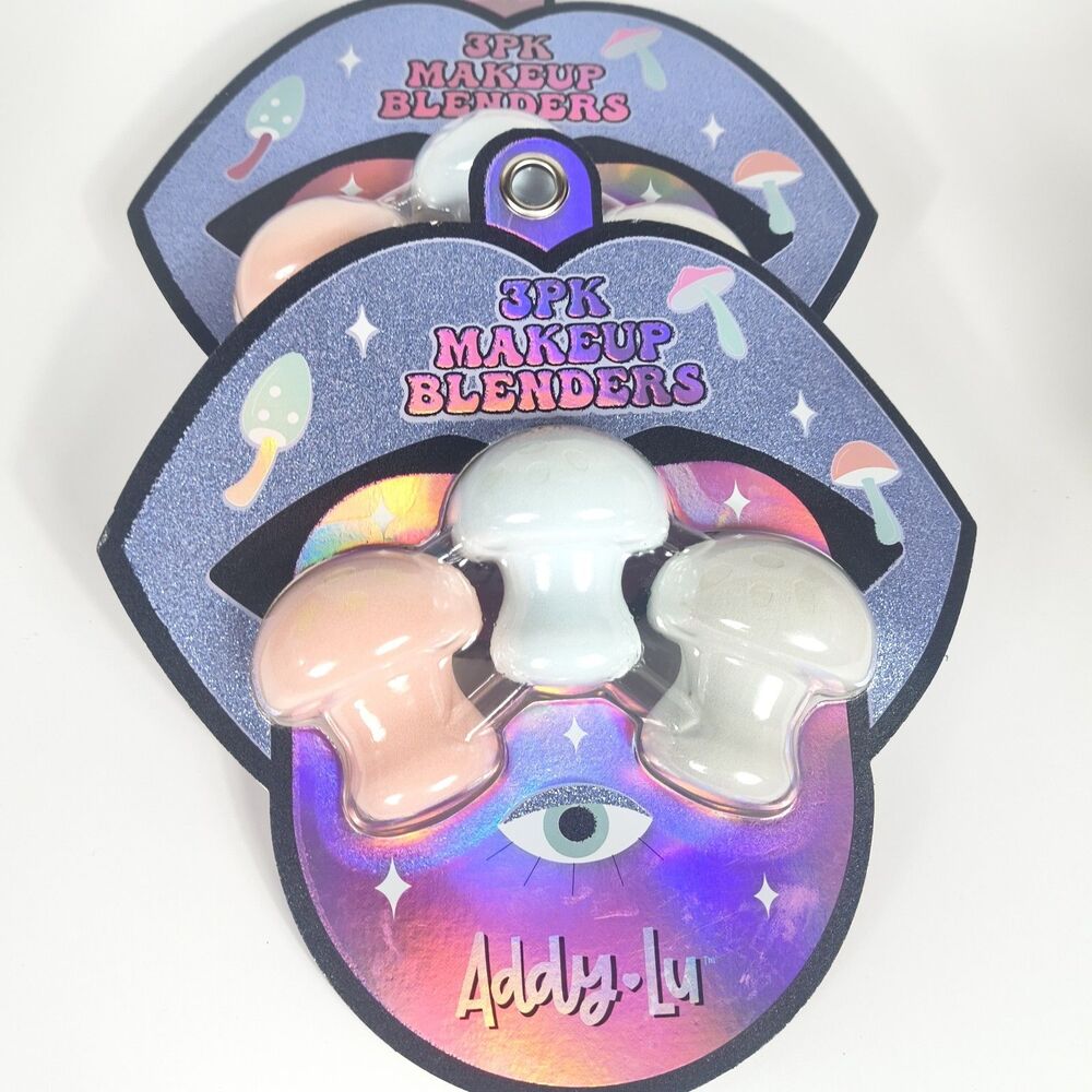 Lot of 2 Addy-Lu 3pc Makeup Blender Sponge Set Mushroom Shape Cosmetic Sponges